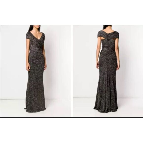 Talbot Runhof tokara stardust off the shoulder knit multidimensional multi color - Picture 1 of 16